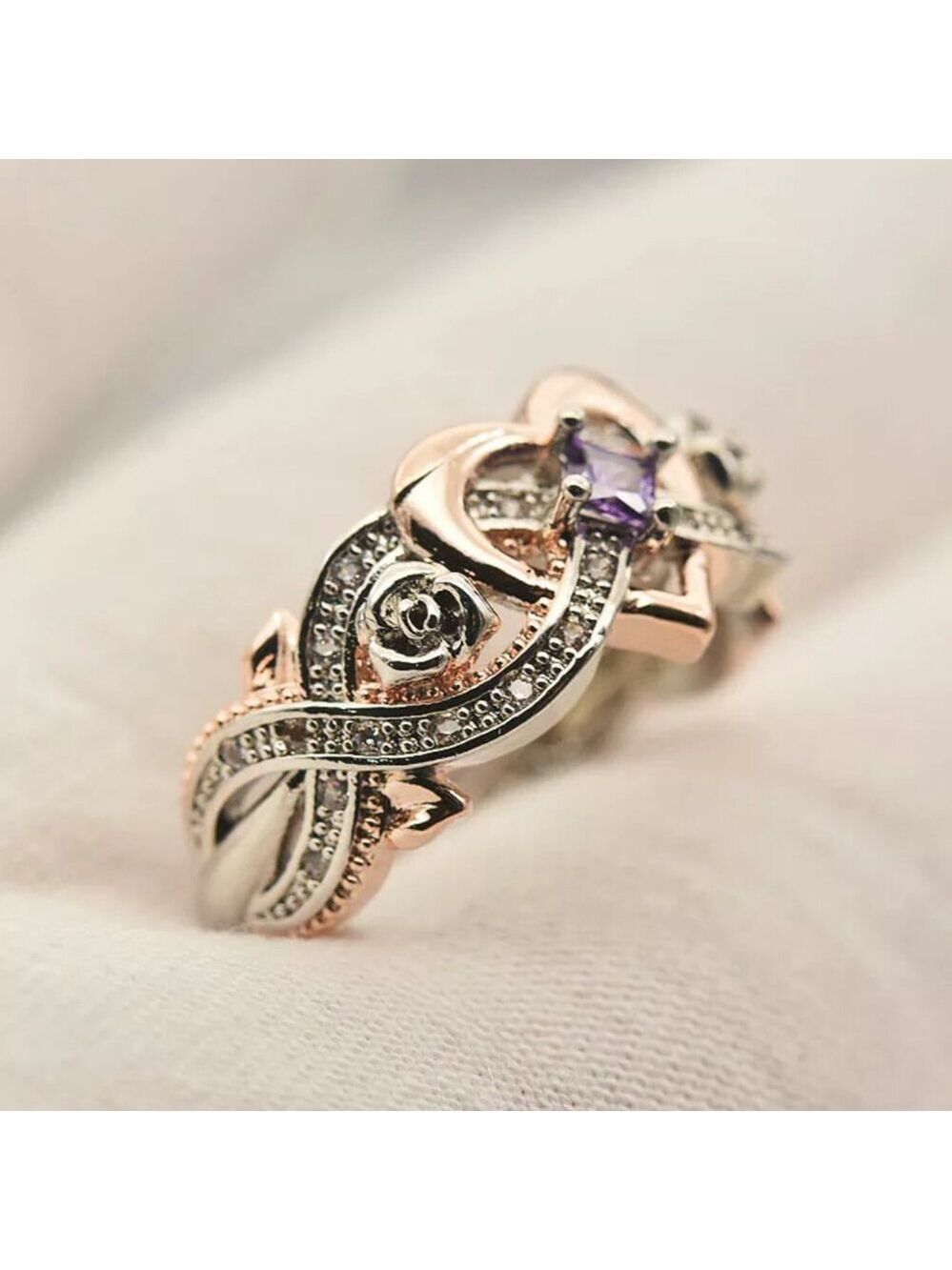 3P WEDDING PRINCESS CUT RING - Picture 4 of 5